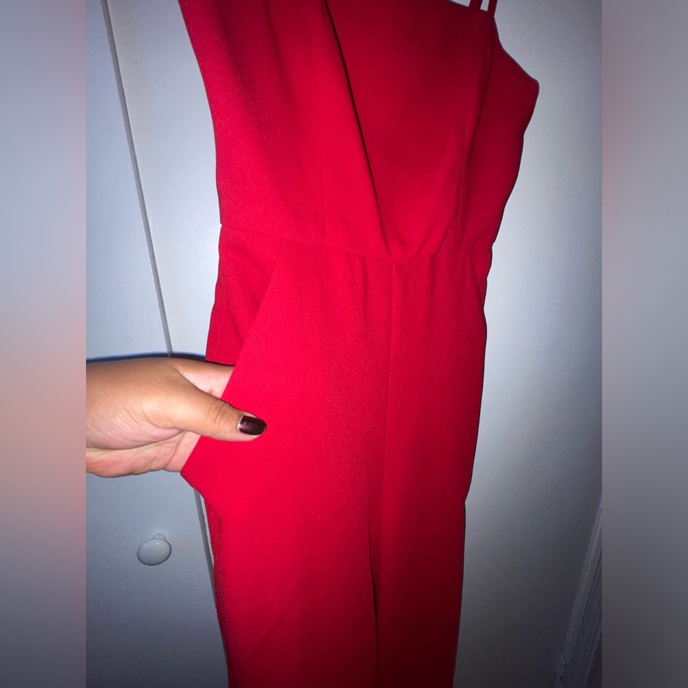 Red Slit Jumpsuit - Picture 5 of 14